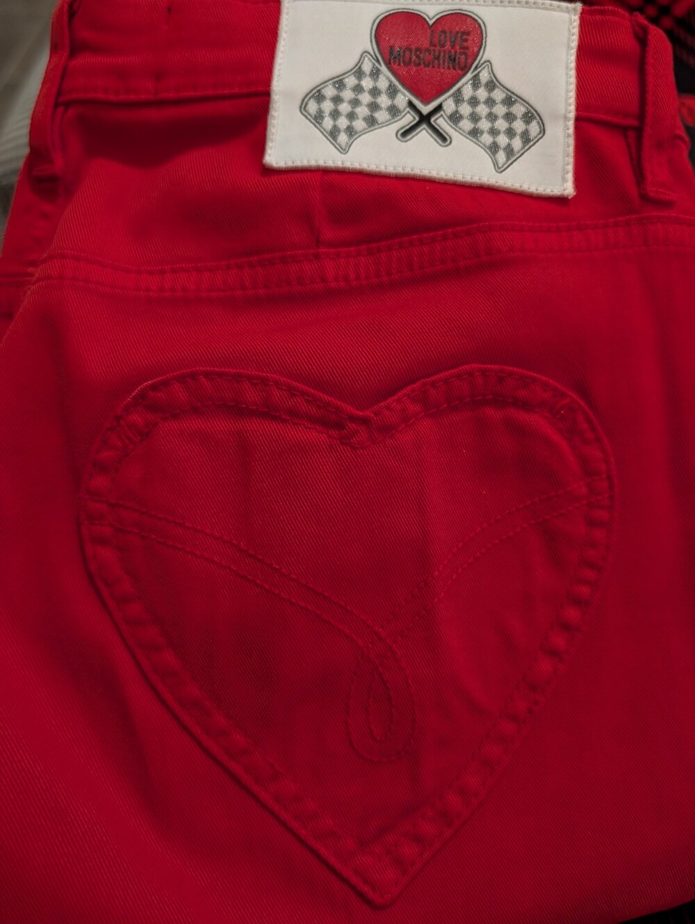 Love Moschino Heart ❤️ Pocket Red Women's Slim Jeans Size 28 Lightweight